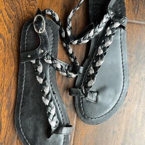 BONGO Black and Silver Braided Sandals